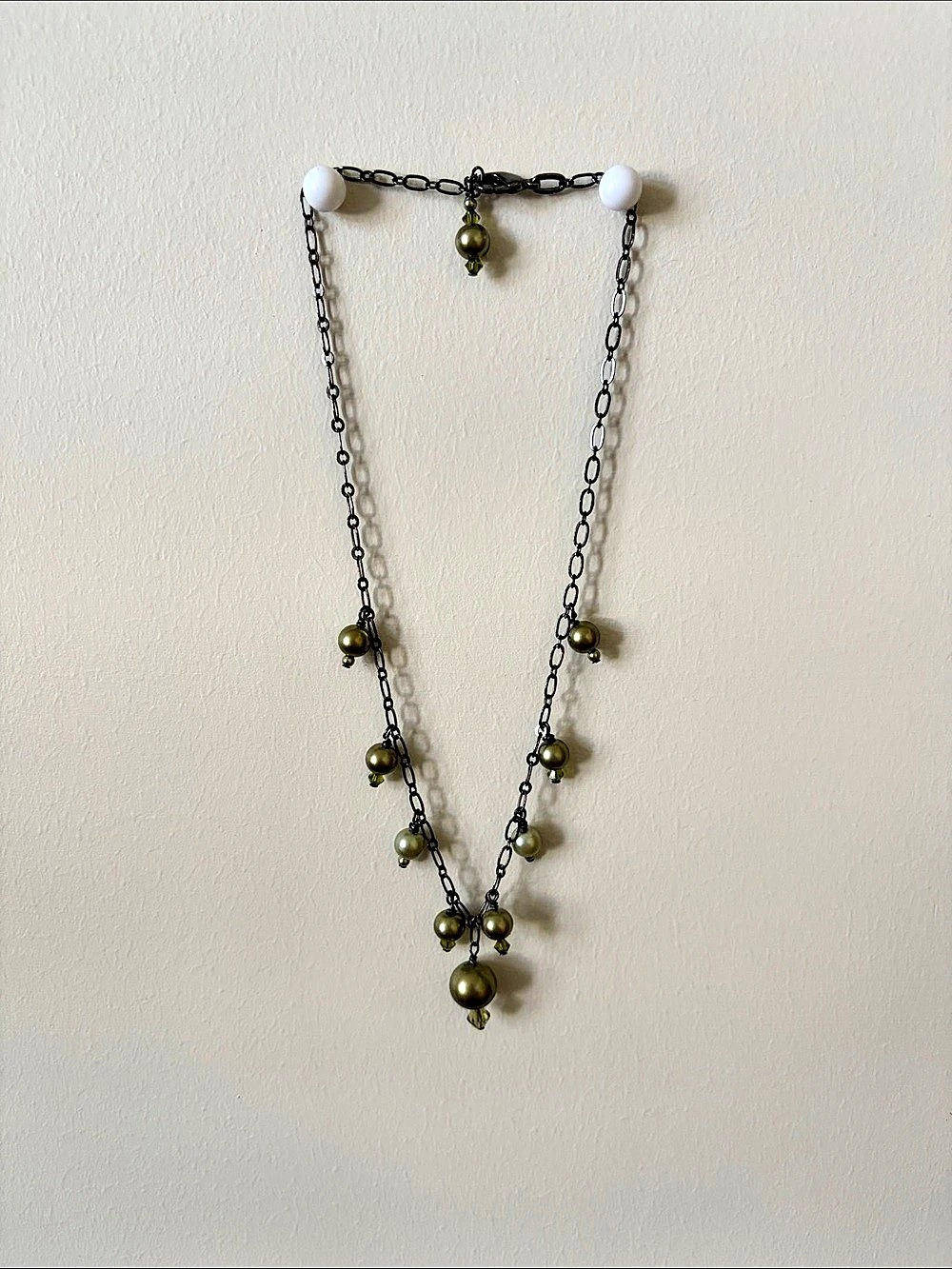 Beaded Statement Necklace w Dark Metal Chain Like New